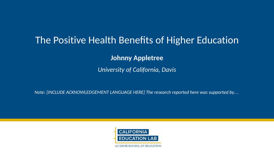 California Education Lab Beamer theme — title slide