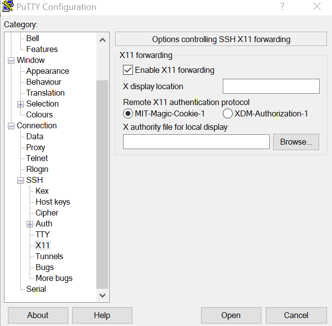 Enable X11 forwarding with MIT-Magic-Cookie-1